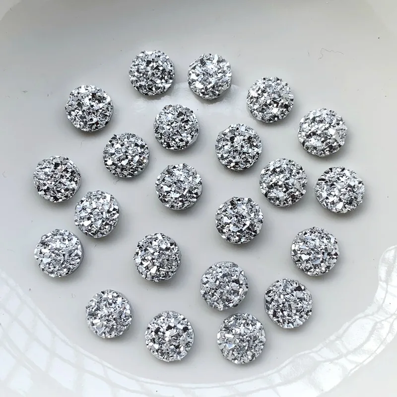

8mm&10mm&12mm Round Resin Bling Convex Mineral Surface Flatback Rhinestone Buttons Ornaments DIY Wedding Appliques Craft -HA55