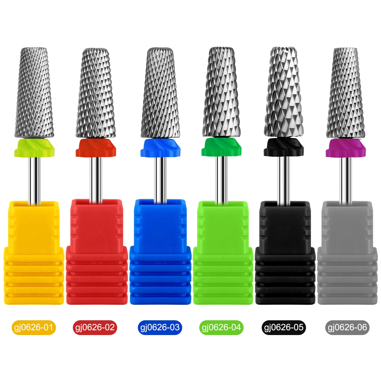 Acessórios elétricos para lixa de unha, kit de brocas de 6 peças - conjunto de manicure premium com brocas de carboneto de tungstênio para remoção de unhas em gel