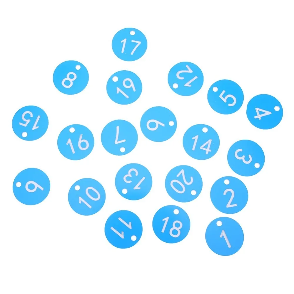 20Pcs ABS Numbered Tag Labels Round Shape Blue Farm Livestock Tags Durable Small Holes Hanging Identification Tags Beekeeping