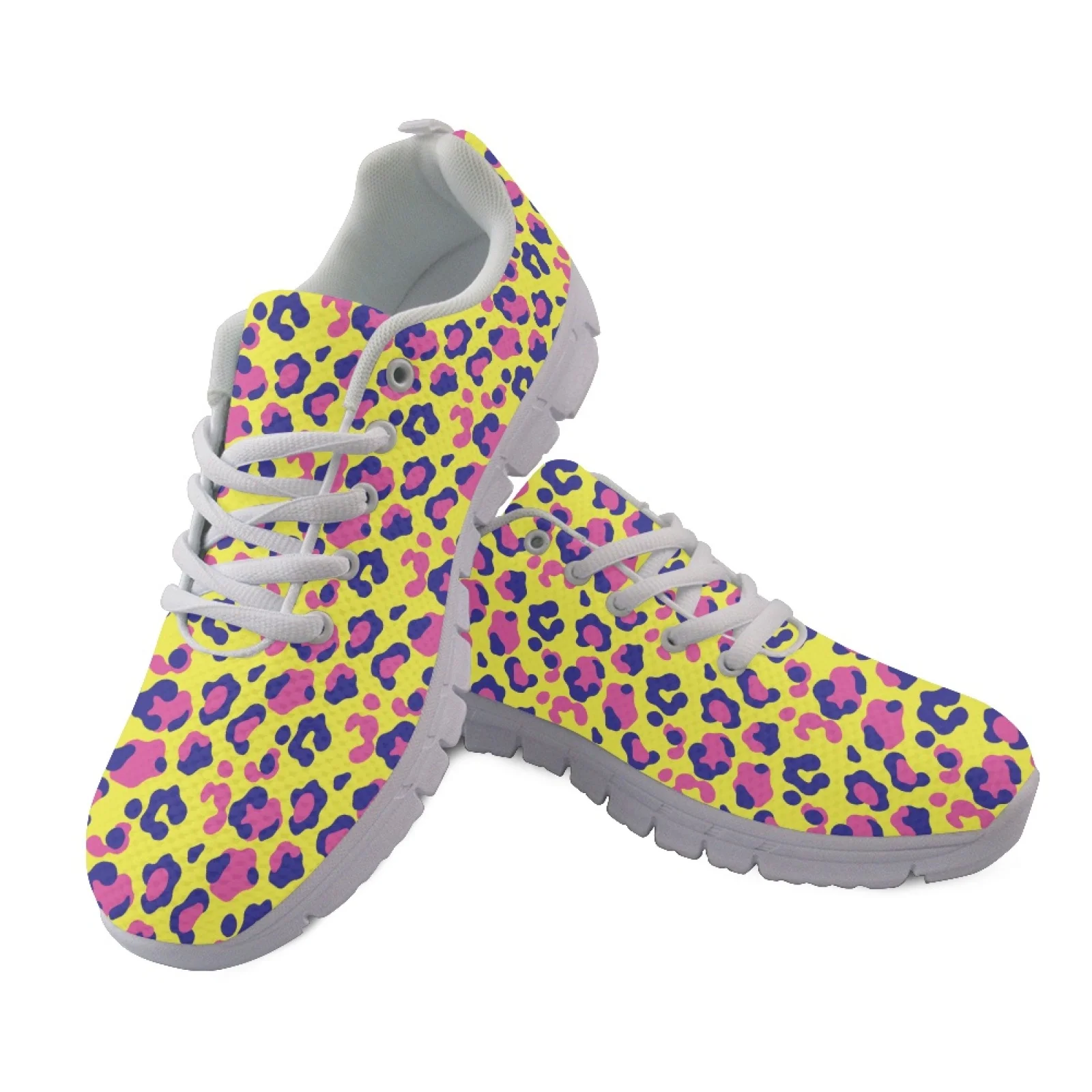 Coloranimal Colorful Leopard Print Lace up Running Tennis Shoes Women Sneakers Running Athletic Shoes Walking Shoes for Womens