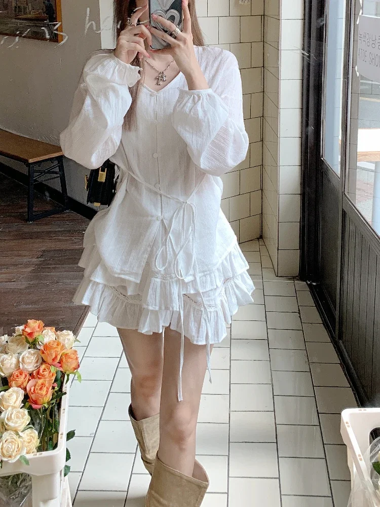 Irabeezt Fashion White Suit Women Sun Protection Shirt Jacket Shorts Casual Two Piece Set Kawaii Sweet Suits Summer New 2022