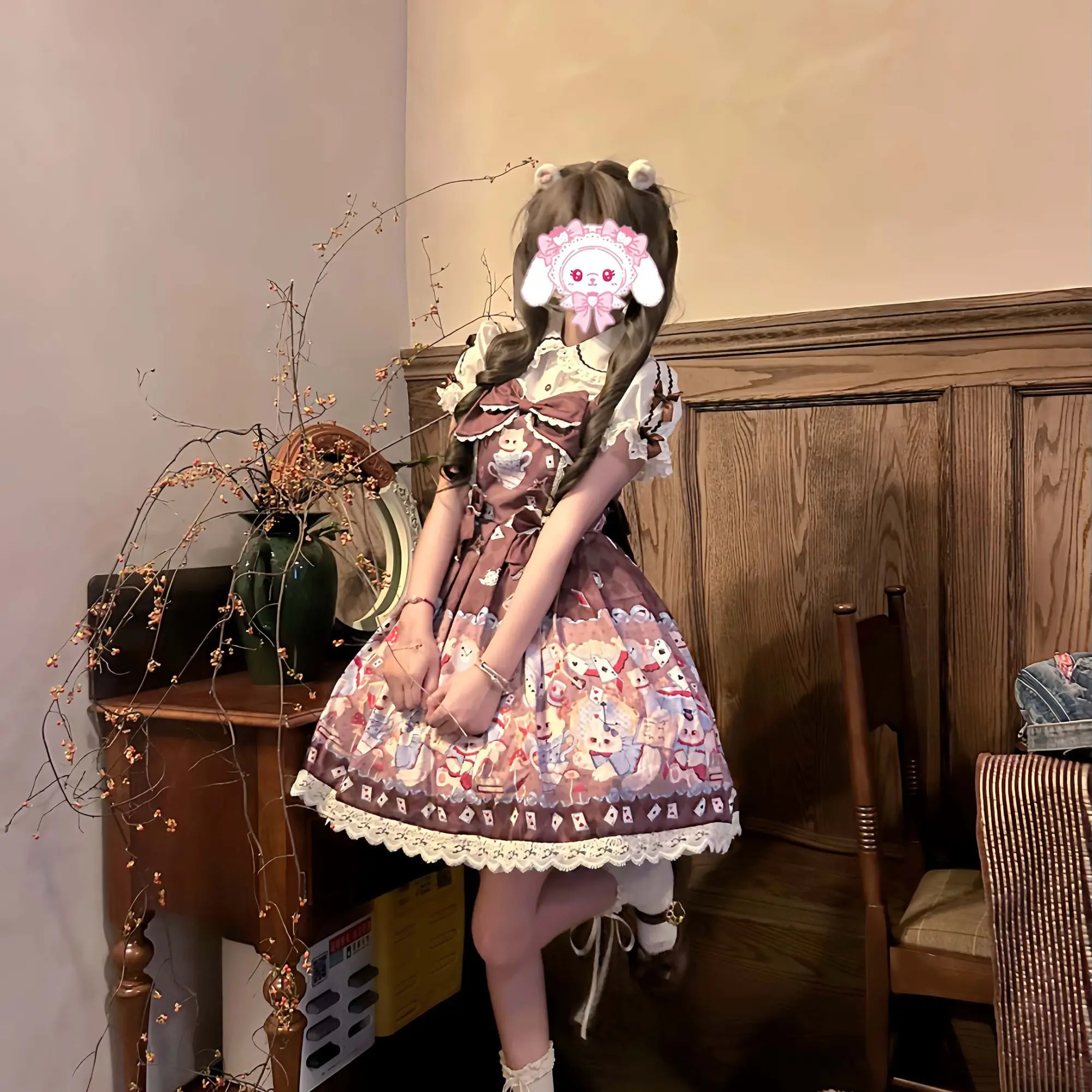 SOIOMES Oryginalny [Alice's Tea Meow Club] Lolita Autentyczny Projekt JSK Jesień/Zima Codzienna Spódnica LO Słodka i Urocza