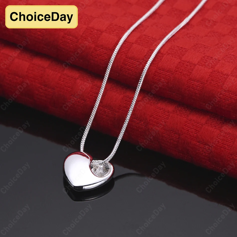

ChoiceDay Fashion 925 Sterling Silver Exquisite Heart Pendant Necklace Women's Charming Temperament Accessories Party Jewelry