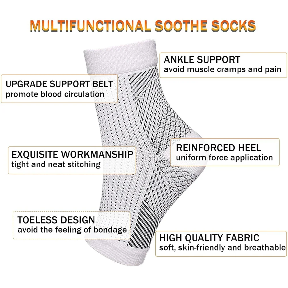 1Pair Neuropathy Socks for Women and Men, Soothe Socks for Neuropathy Pain, Compression Foot Sleeves Plantar Fasciitis Relief