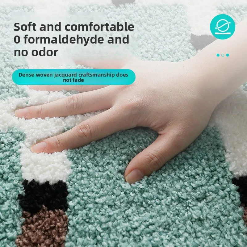 Vintage Flocked Bath Mat, Thickened Absorbent Bathroom Rug, TPR Latex Anti-Slip Backing, Retro Decor for Bathroom