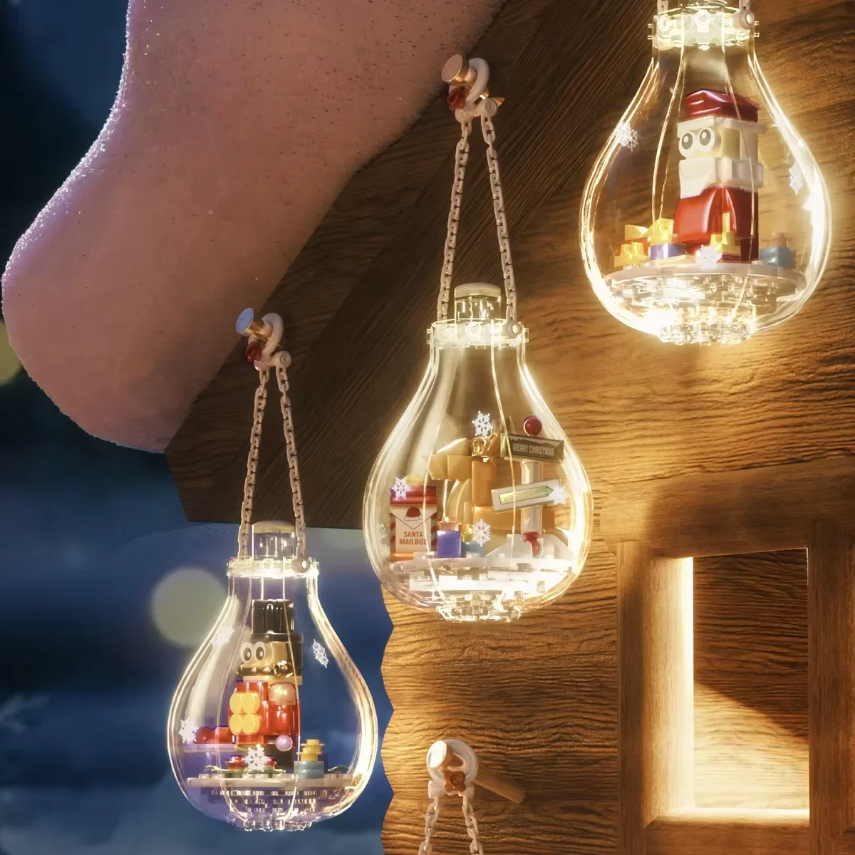 크리스마스 전구 마이크로 블록 장식 DIY 미니 브릭스 크리스마스 산타클로스 축제 홈 파티 장식 미니어처 장난감 선물