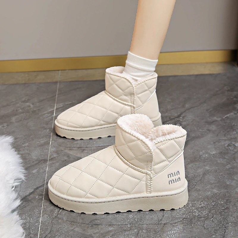 2024 New Fashionable Winter Women's Casual Comfortable and Warm Short-tube Round-toe Low-heeled Snow Boots