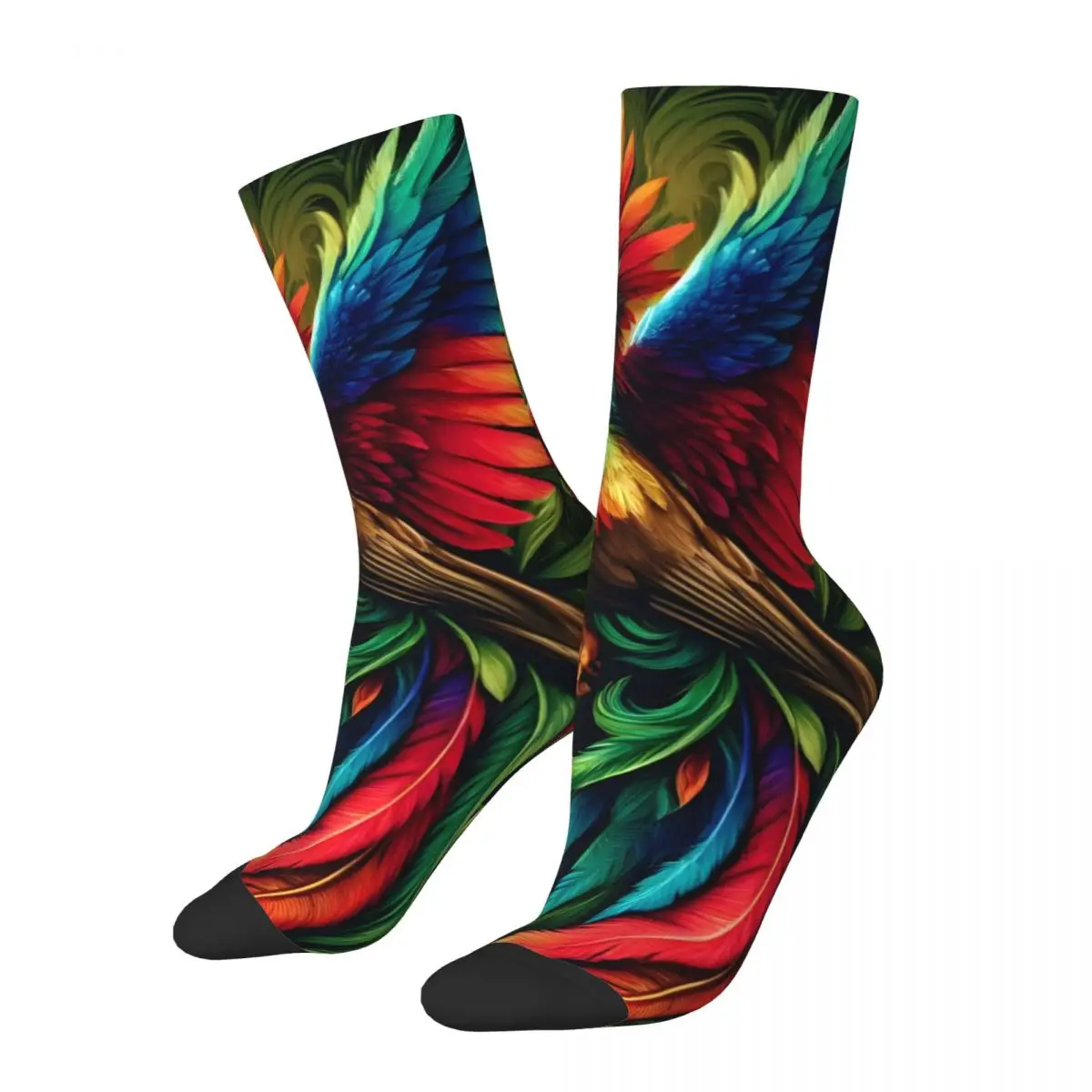 Quetzal With Ink Fusion Men's Socks Vintage Harajuku Street Style Novelty Pattern Crew Sock