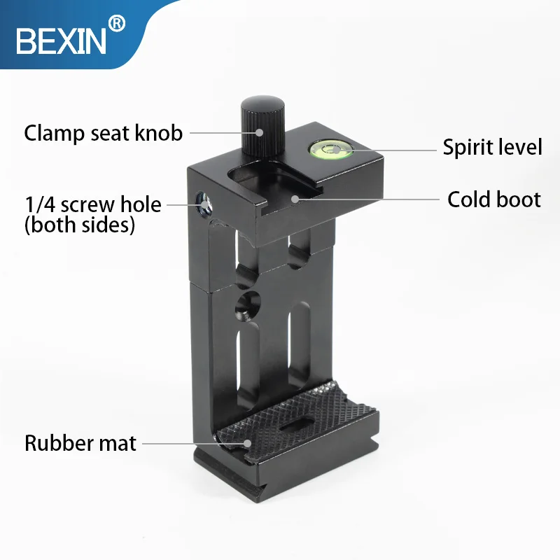 Mehr stabile Stativ Kopf Halterung Handy Halter Clip Für Telefon Taschenlampe Mikrofon Mit wasserwaage und Kalten Schuh Montieren