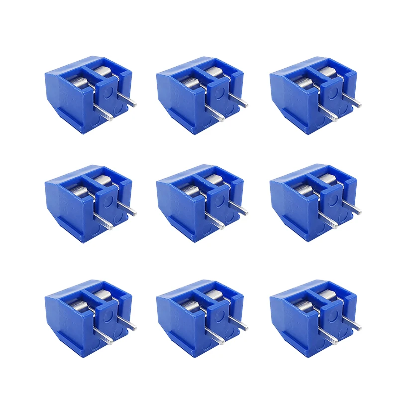 50 Teile/los Blau KF301-2P PCB Screw Terminal Block Anschluss Rastermaß 5,0mm Gerade Pin KF301 2Pin Spliceable Terminal Block Adapter