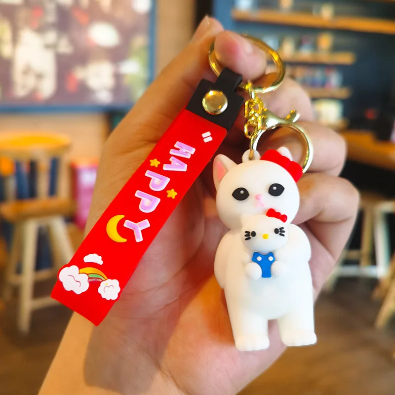 Anime cartoon Sanrio Hello Kitty keychain boy girl schoolbag key ring pendant PVC couple bag pendant car keychain