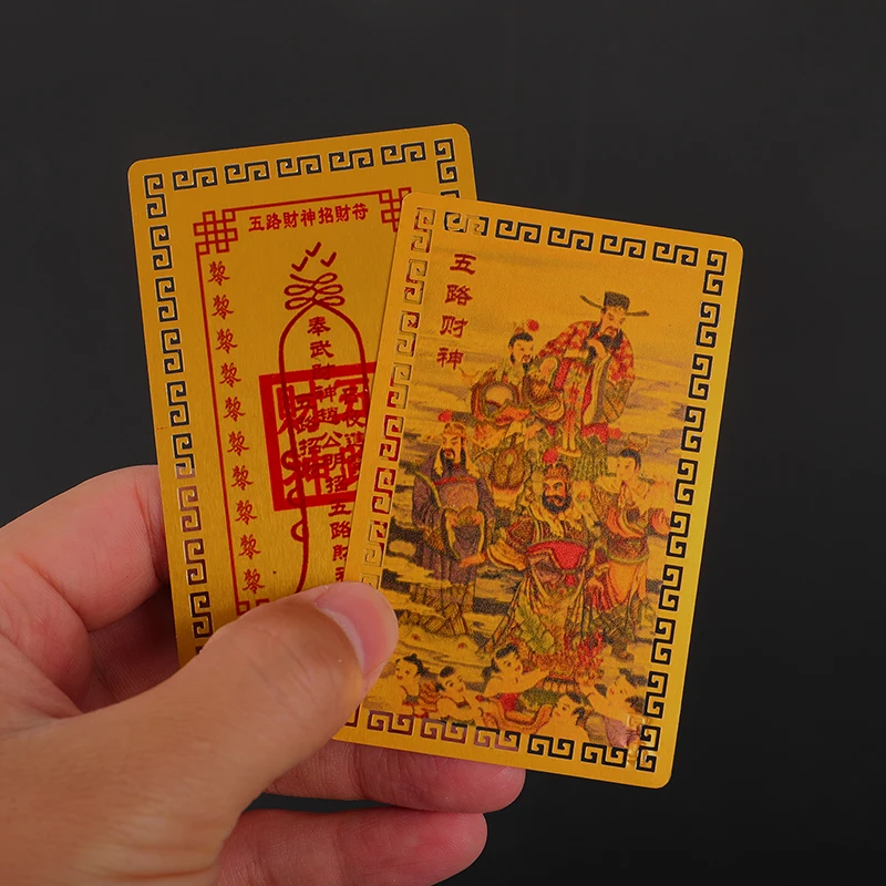 Chiński Feng Shui miedziany bóg bogactwa Budda Amulety karty dla biznesu Pięciokierunkowy skarb Fortuny Szczęśliwa dekoracja domu