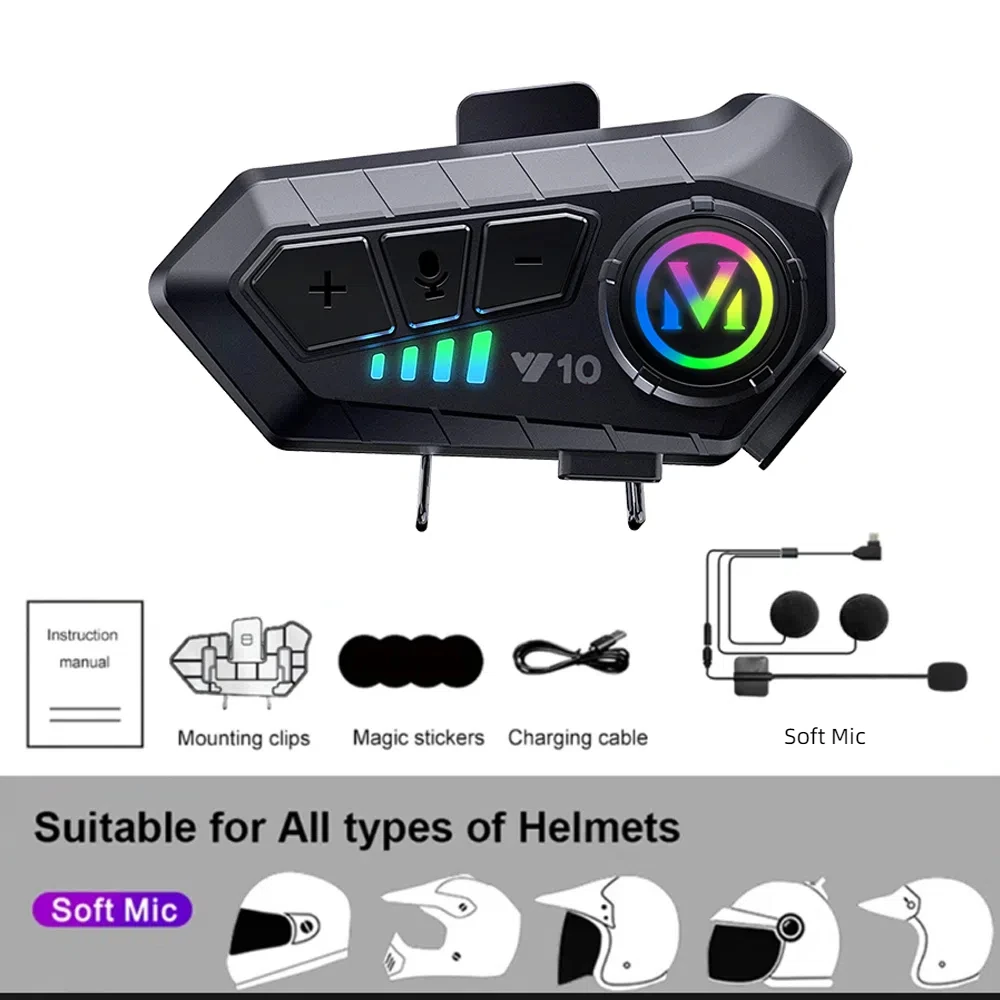 

Motorcycle Helmet Bluetooth Headset - IPX6 Waterproof 50H PlaytimeHelmet Earphones, Music Control, Voice Assistant