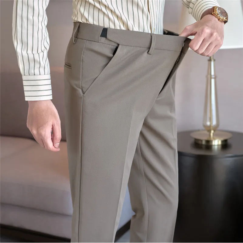 

Invisible Elastic Waisted Casual Pants Men High-quality Stretch Business Suit Pants Comfortable Versatile Social Office Trousers