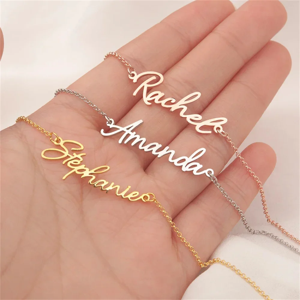 Personalized Custom Name Bracelet for Women 2022 New Stainless Steel Silver Handmade Engraved Letter Bangle Gift Pulsera mujer