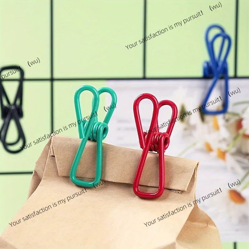 10pcs Multi-Purpose PVC-Coated Steel Clips for Sealing Food Bags Chips Durable Kitchen & Dining Accessories Clip for Laundr