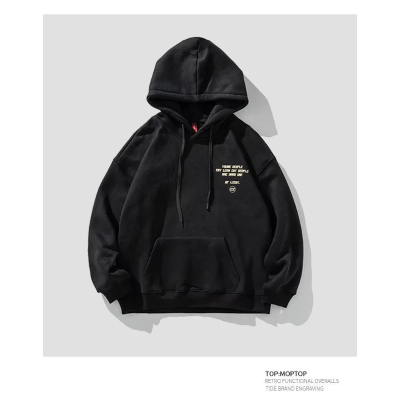 Felpa con cappuccio autunno e inverno verde giapponese da donna alla moda più velluto con cappuccio da coppia indossa un top da uomo spesso