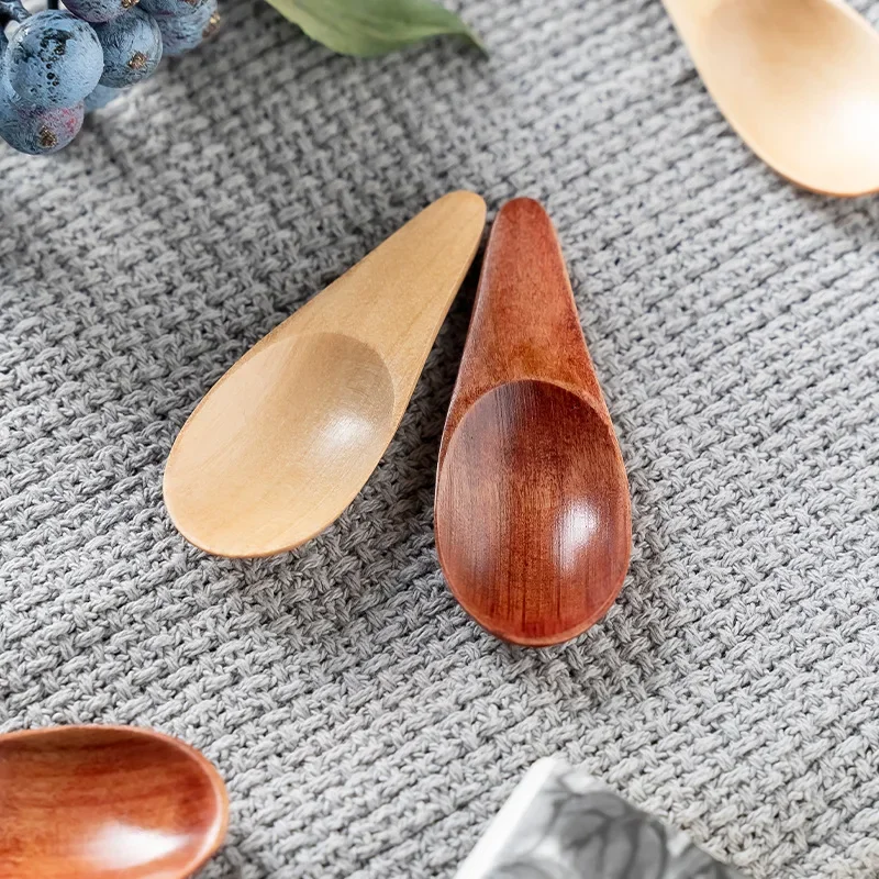 Mini Creative Tea Spoon Short Handled Small Wooden Coffee Spoon Spice Salt Milk Powder Spoon Wholesale