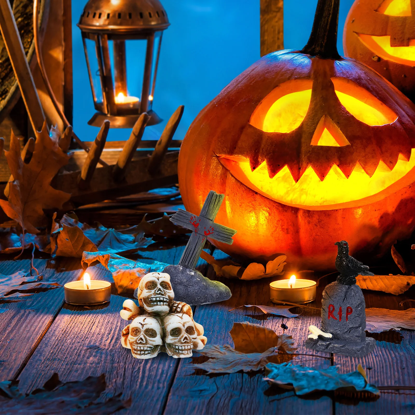 

21 pcs Halloween Decoration Set Mini Resin Figurines For Party Supplies Spooky Home Decor Candy Bag Fillers Micro Landscape