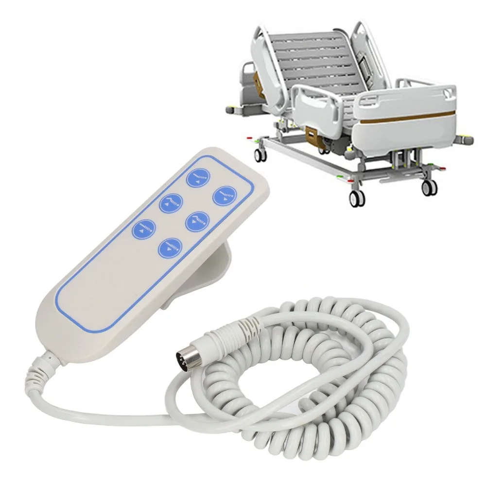 

Durable 6 Button Lifting Bed Controller 8 Pin Plug Wear Resistant Hospital Bed Remote Lift Chair Remote Powered Sofa