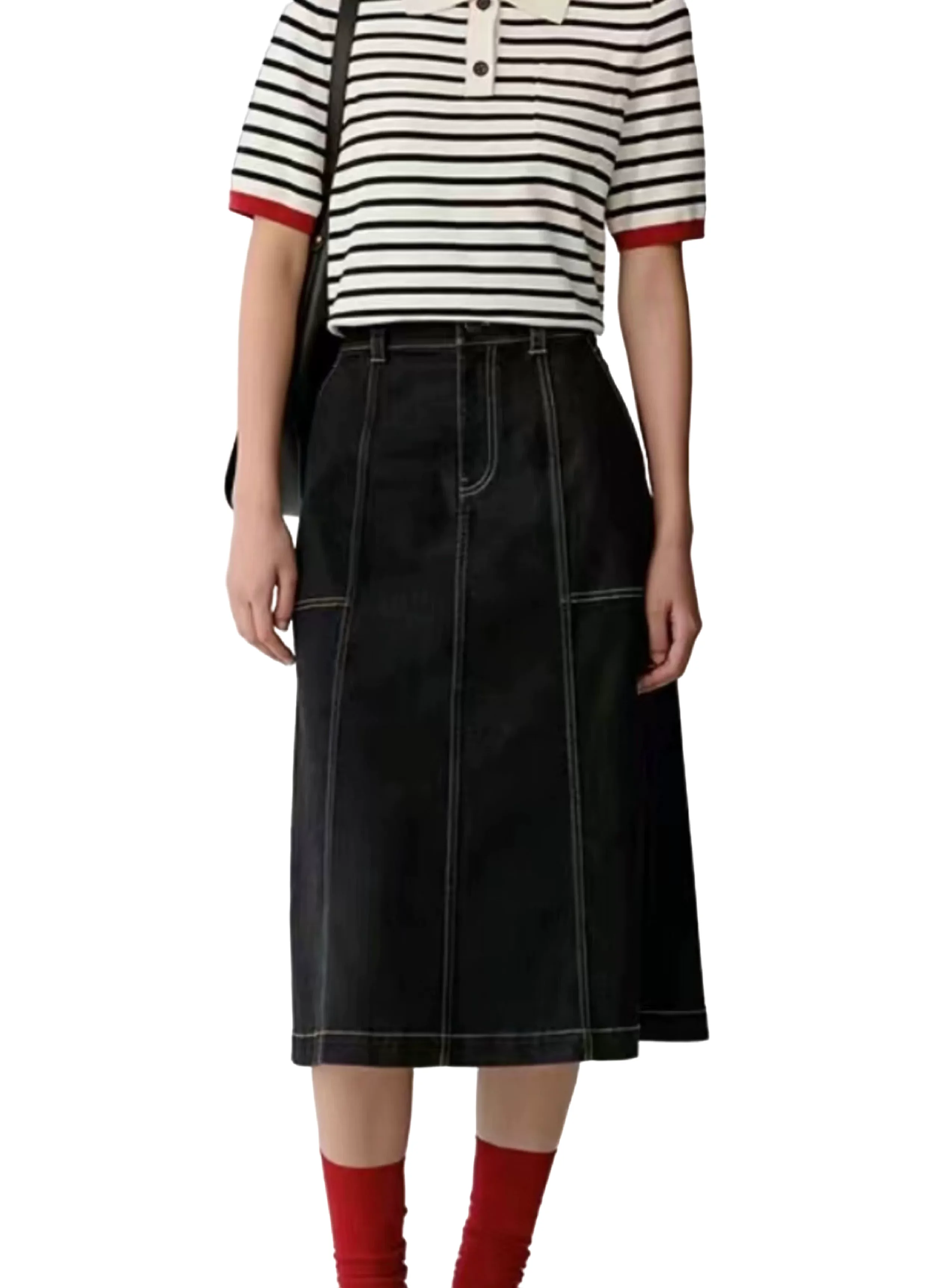 

BM&MD&ZA2024 autumn new simple high-grade thin ultra-fine cotton short POLO collar pullover short-sleeved striped sweater
