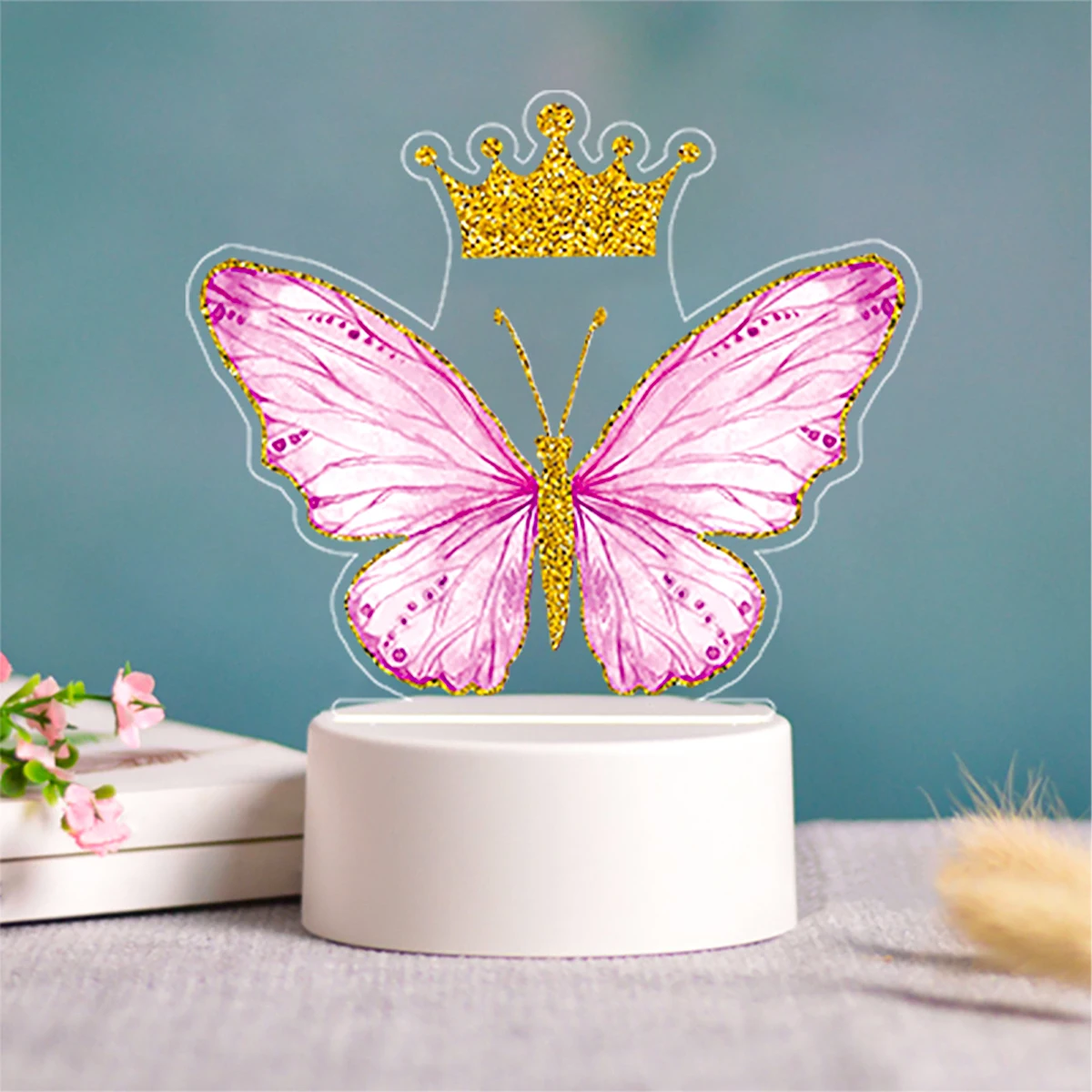 Acrylic Night Light Led Lamp 3D Butterfly Luminous Wedding Birthday Party Decor Kids Children Room Decor Supplies Baby Shower