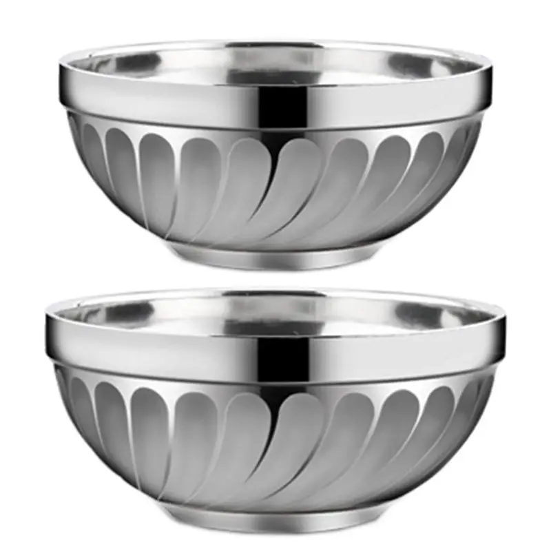 

Korean Stainless Steel Salad Rice Bowl Multifunctional Cooking Basin Noodle Kimchi Bowl Kitchen Round Silver Food Ramen Bowl