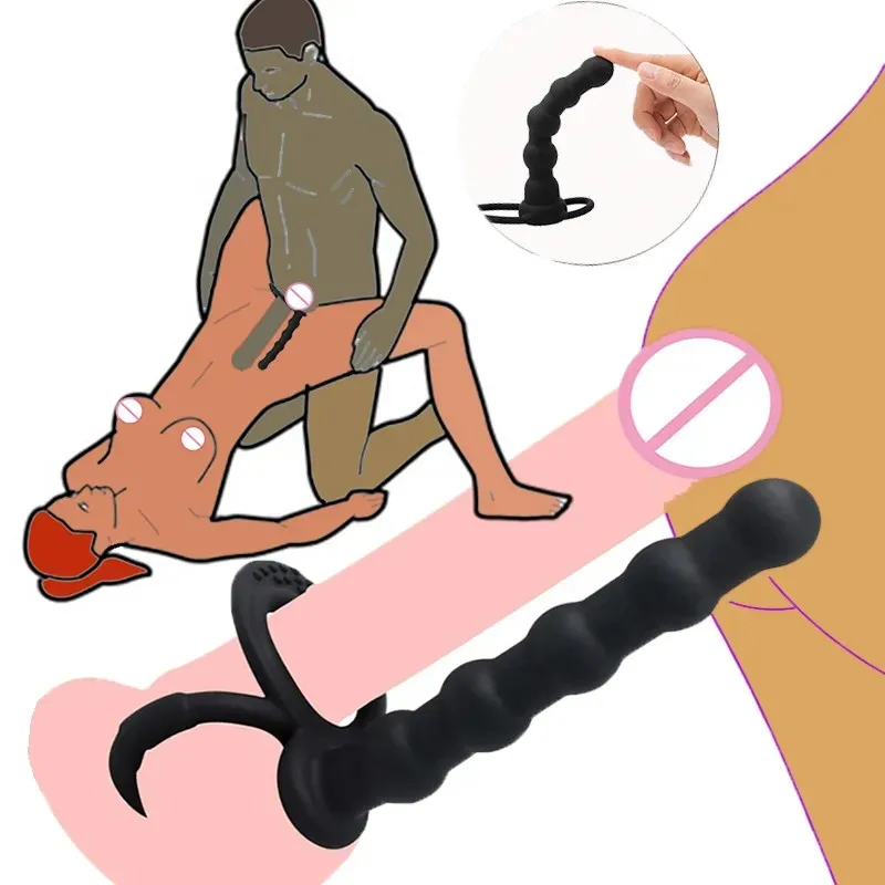 Consoladores de doble penetración, vibrador de pene, Juguetes sexuales para parejas, cuentas anales, tapón Anal, anillo sexual, masajeador de punto G para hombres y adultos mayores de 18 años