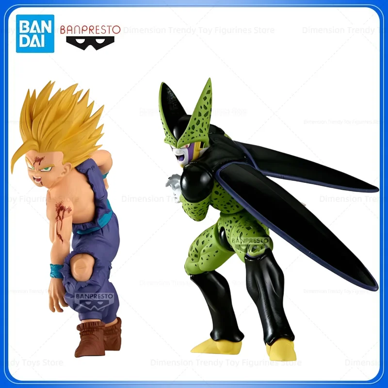 Disponible. Figura de acción original de Bandai Banpresto, inspirada en el anime Dragon Ball Z, con los personajes Match Maker, Cell y Gohan. Modelo de juguete para coleccionar, ideal como regalo. DT.
