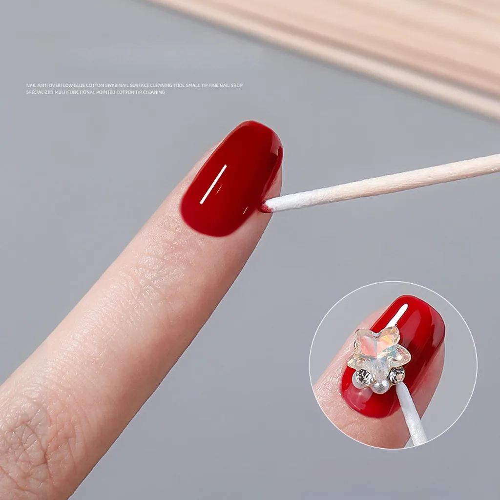 100Pcs Double-Ended Cotton Swabs Fine Pointed Tips for Nail Art Makeup Eyeliner Correction - Beauty Precision Cleaning Tools