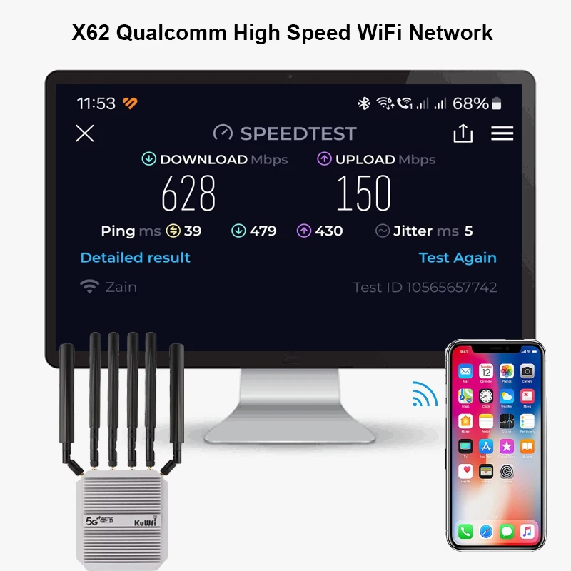 Hot Selling KuWFi 5G Dual Sim Card External Antenna Waterproof IP66 Dual Band Outdoor 5g Cpe Router With 2500Mbps Port