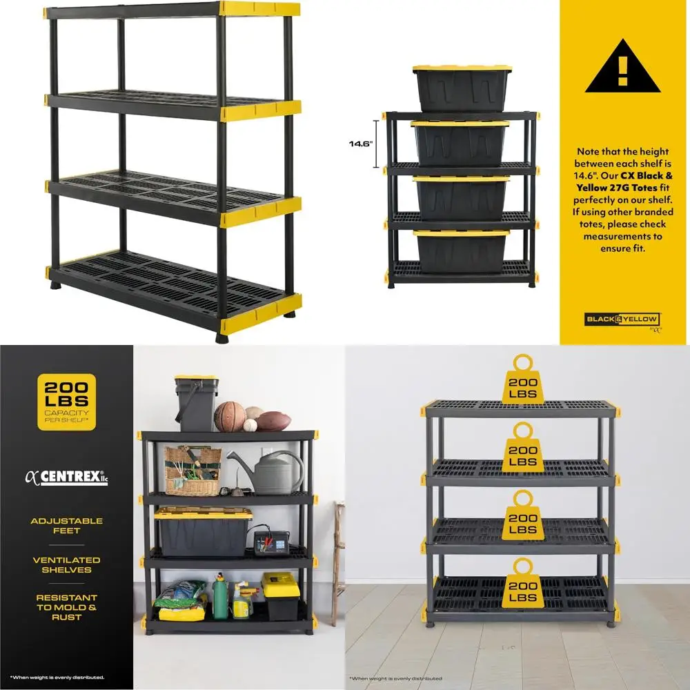 

Сверхмощные 4-х уровневые пластиковые полки для хранения емкостью 200 фунтов, 55 Г x 48 Вт x 20D, для использования в помещении и на открытом воздухе, решение для организации