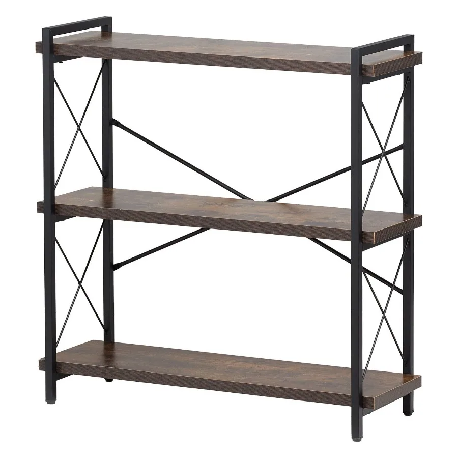 

Metal Bookshelf Rustic Bookshelf 3Tier for Living room Bedroom Office