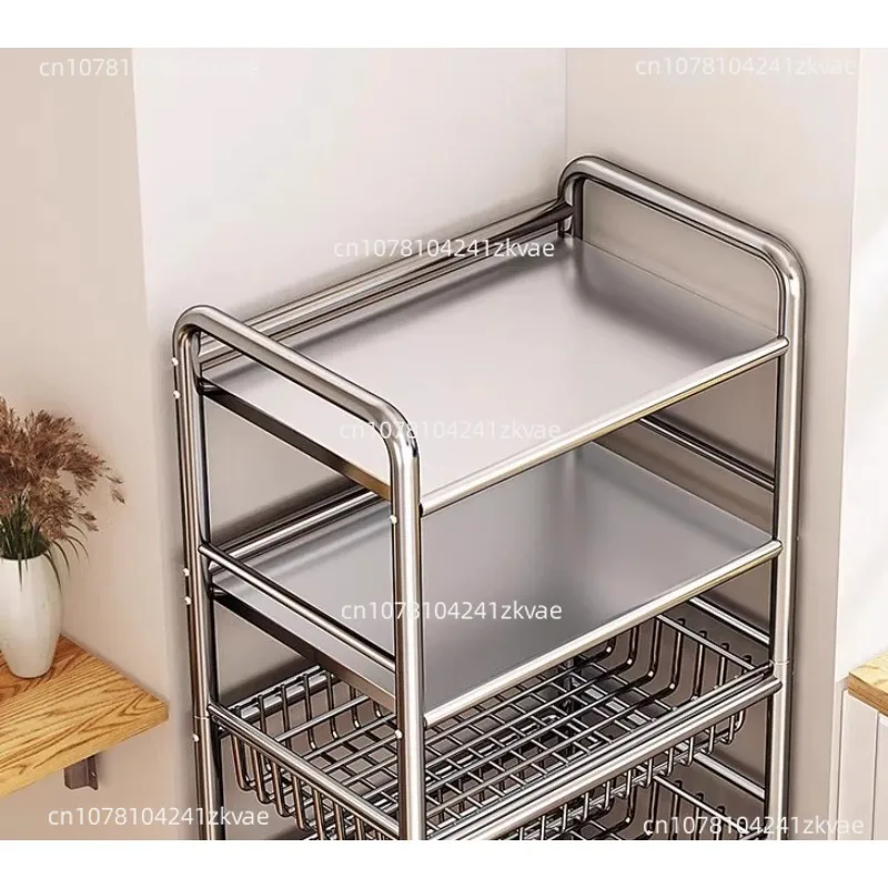 304 Stainless Steel Kitchen Vegetable Storage Basket Multi-Tiered Microwave-Safe Floor-Standing Vegetable Basket