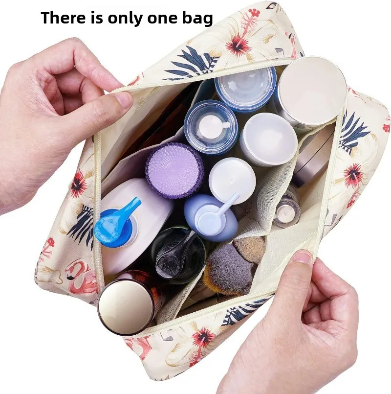 Portable Waterproof Makeup Bag Large Capacity Flamingo Wash Bag Multi-functional Storage Bag Wash Bag  Beautiful Bag  Niche Bag