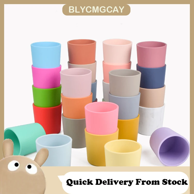 Food Grade Infant Baby Silicon Snack Cup Baby Drinking Training Water Milk Cups Travel Silicone Coloured Portable Handcups