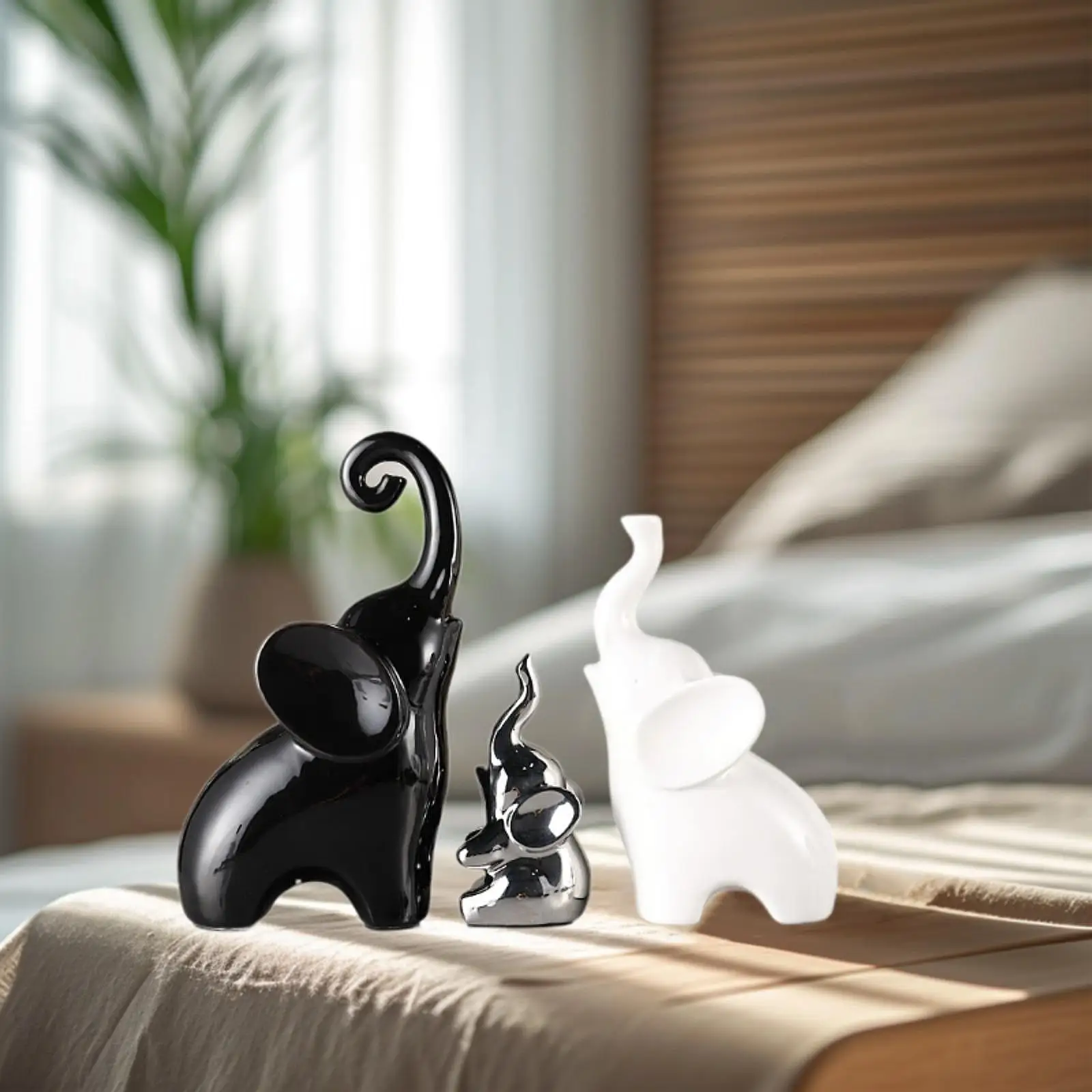 Sculptures d'éléphant en céramique pour bureau, animal intensifié, chambre à coucher, bureau, 3 pièces