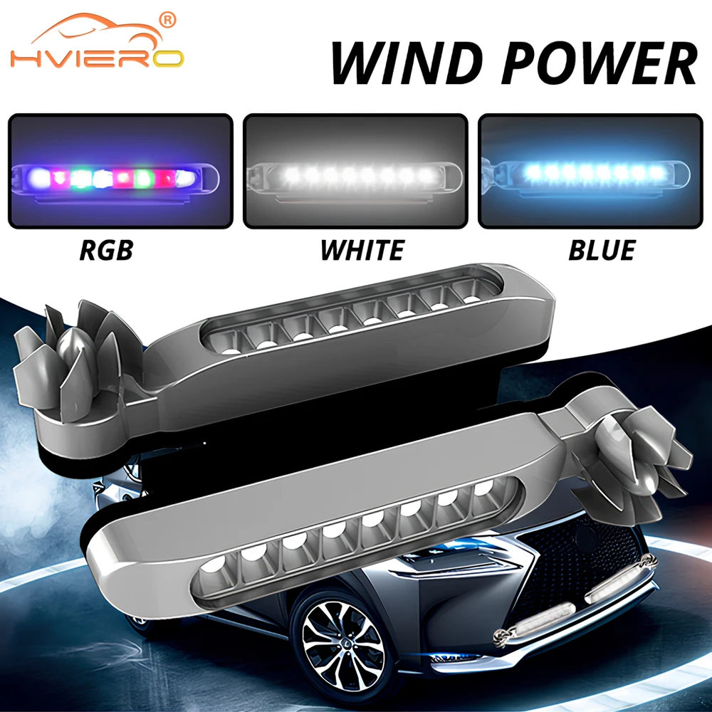 

DRL No Wiring Wind Power Grille Vehicle 12V LED Light Fan Rotation Turn Signal Car Fog Warning Lamp Day Daytime Running Lantern