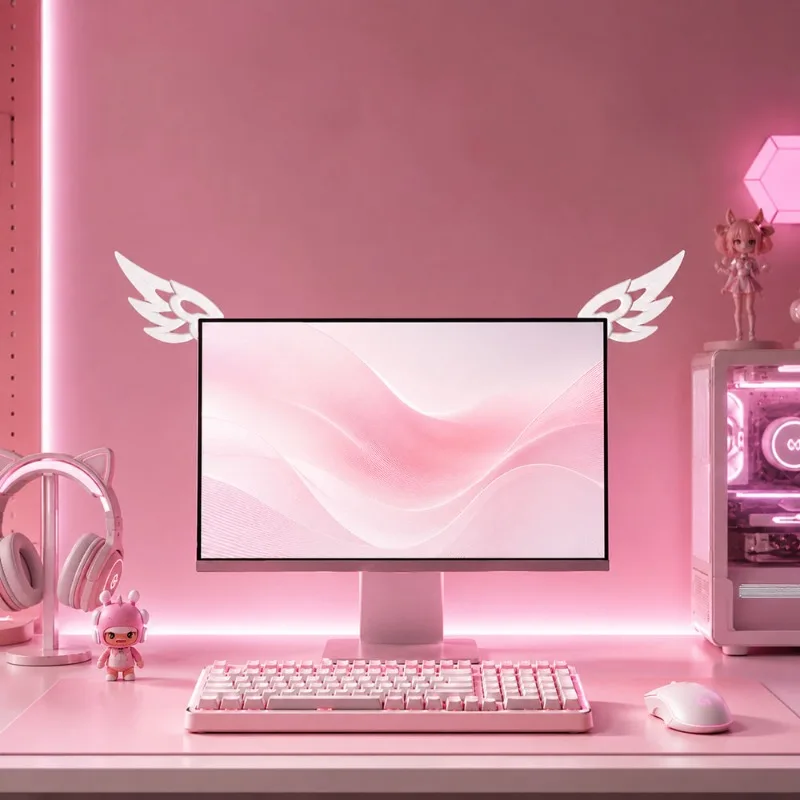 3D Wing Monitor Ornament Kawaii E Sports Desk Setup Accessories Aesthetic Computer Screen Decor Cute Gift For Girls Desktop Bedr