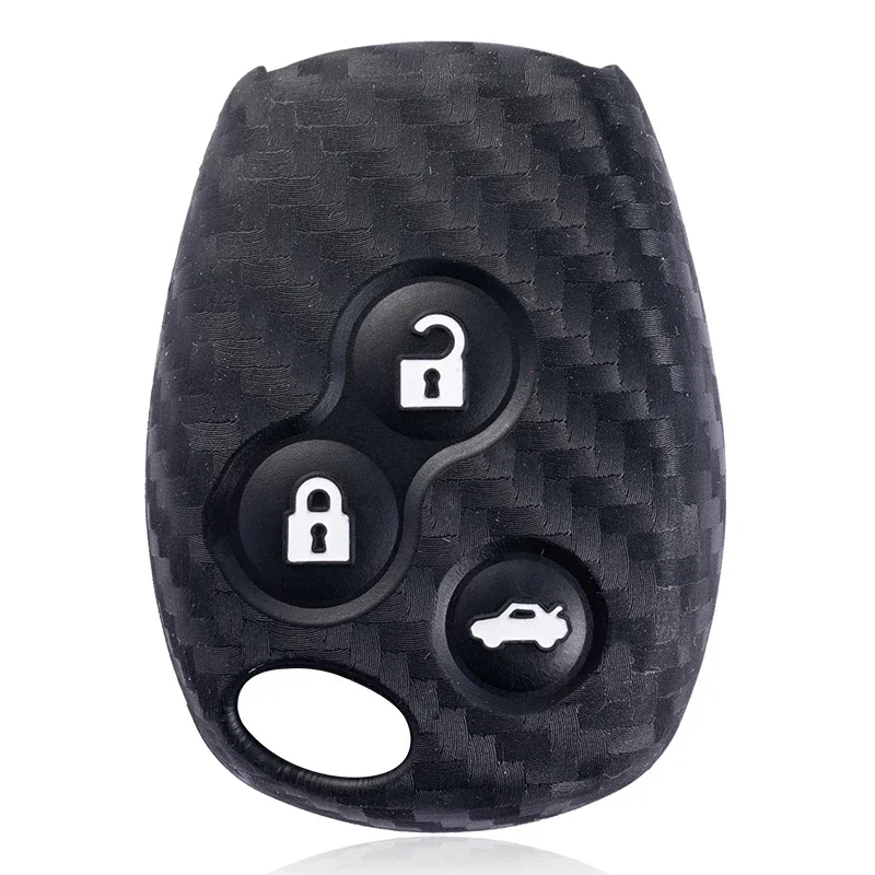 3buttons Silicone Carbon Fibre Key Case Fob For Renault Traffic Logan 2 Vivaro Primastar Movano Nissan Terrano Benz Smart Fortwo