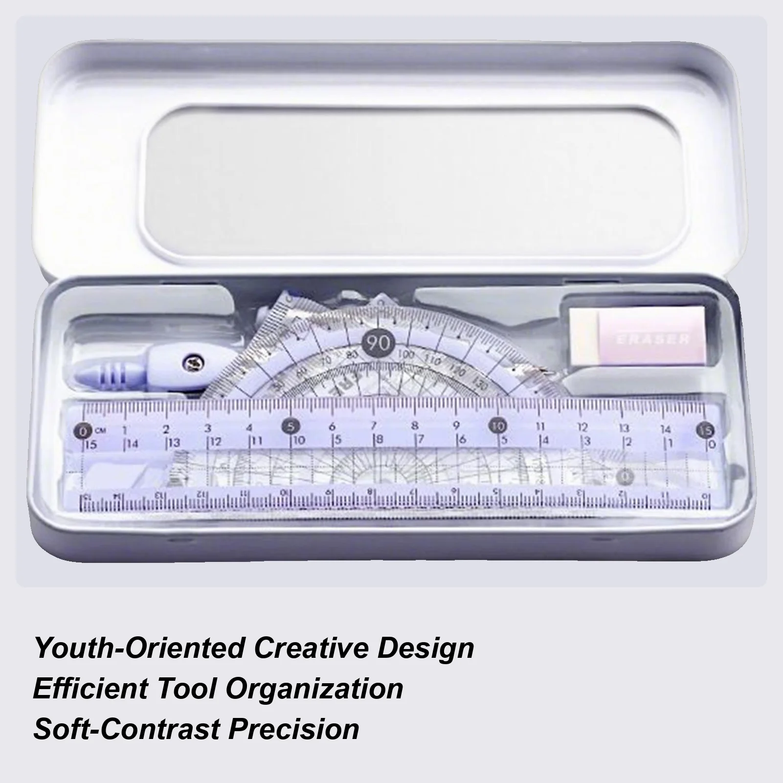 Math Set School Protractor And Compass Math Set Drafting Tools Stationery With Storage Box For Kids Teens Girls Boys Study