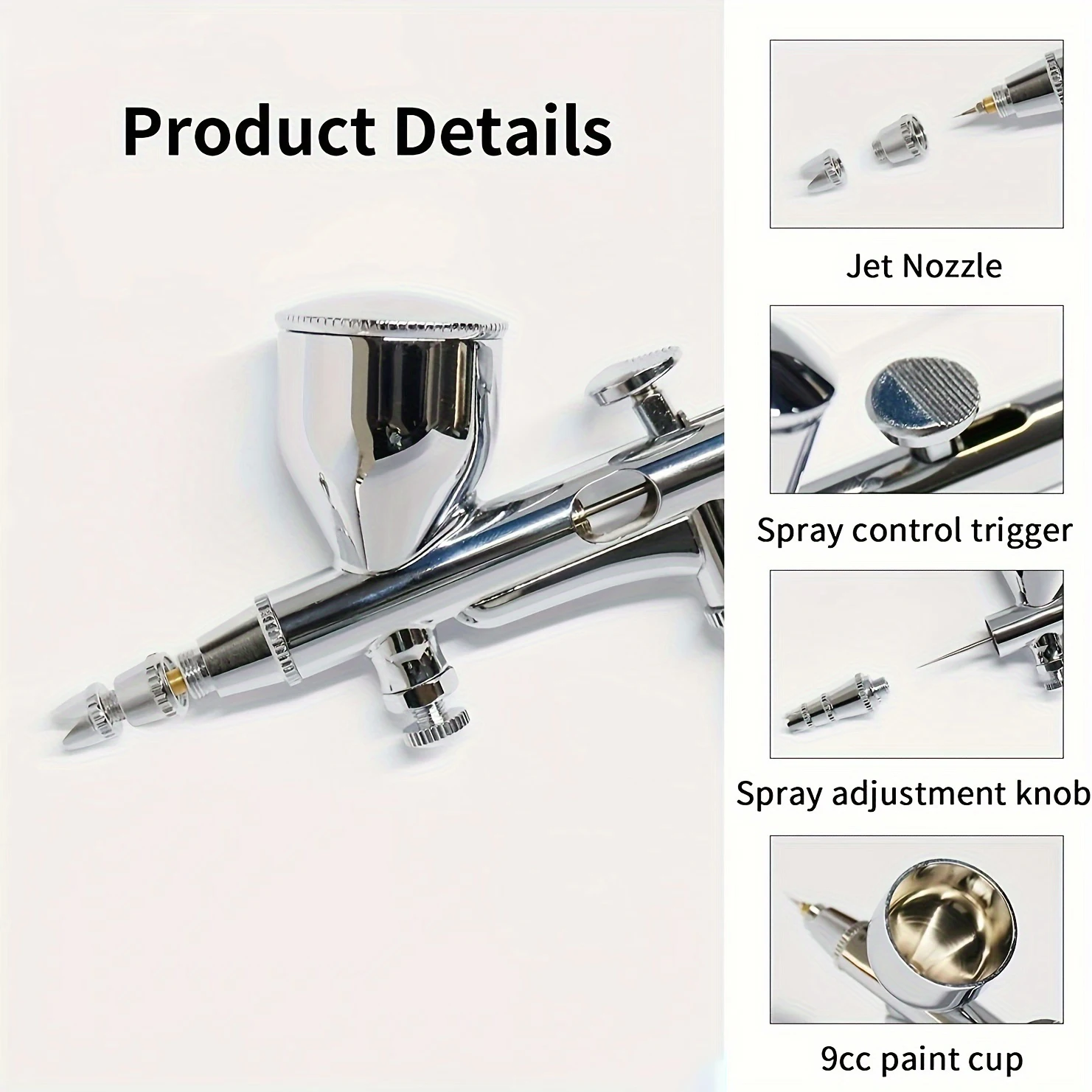 Professional Dual Action Gravity Airbrush Kit for Airbrush Painting, Tattoo, Cake Decorating with 0.2mm/0.3mm/0.5mm Airbrushes