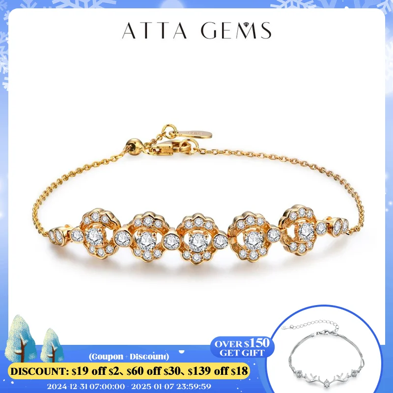 ATTAGEMS Real D Color Full Moissanite Bracelet for Women S925 Sterling Silver Au585 Solid Gold Engagement Fine Jewelry Wholesale