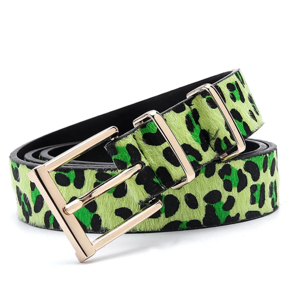 

Elegant Plush Leopard Print Belt Metal Buckle Y2K PU Leather Waist Belt Jeans Decor Hip-hop Punk Waistband Female/Girls