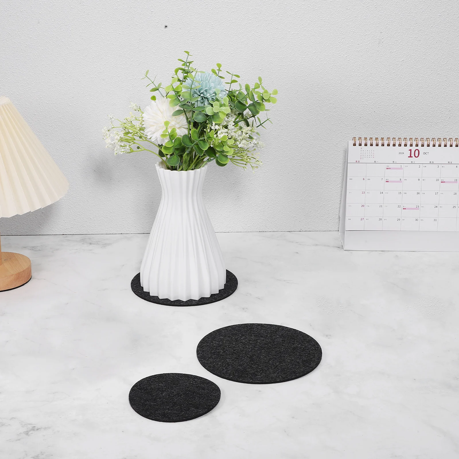 

6 pcs Felt Coasters Dual Side Round Absorbent Planter Saucers for Flower Pots 10cm 15cm 20cm Mats Pad Grey Liners Safe Material