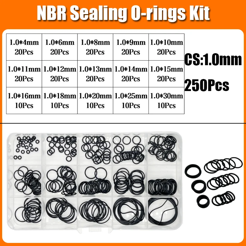 2840p O-Ring-Dichtungsscheibe Schwarz NBR O-Ring Wasserhahn Auto Sanitärdichtung Ölbeständig Hochtemperatur CS 1,0-3,1 mm Oring Kit – Detail 7