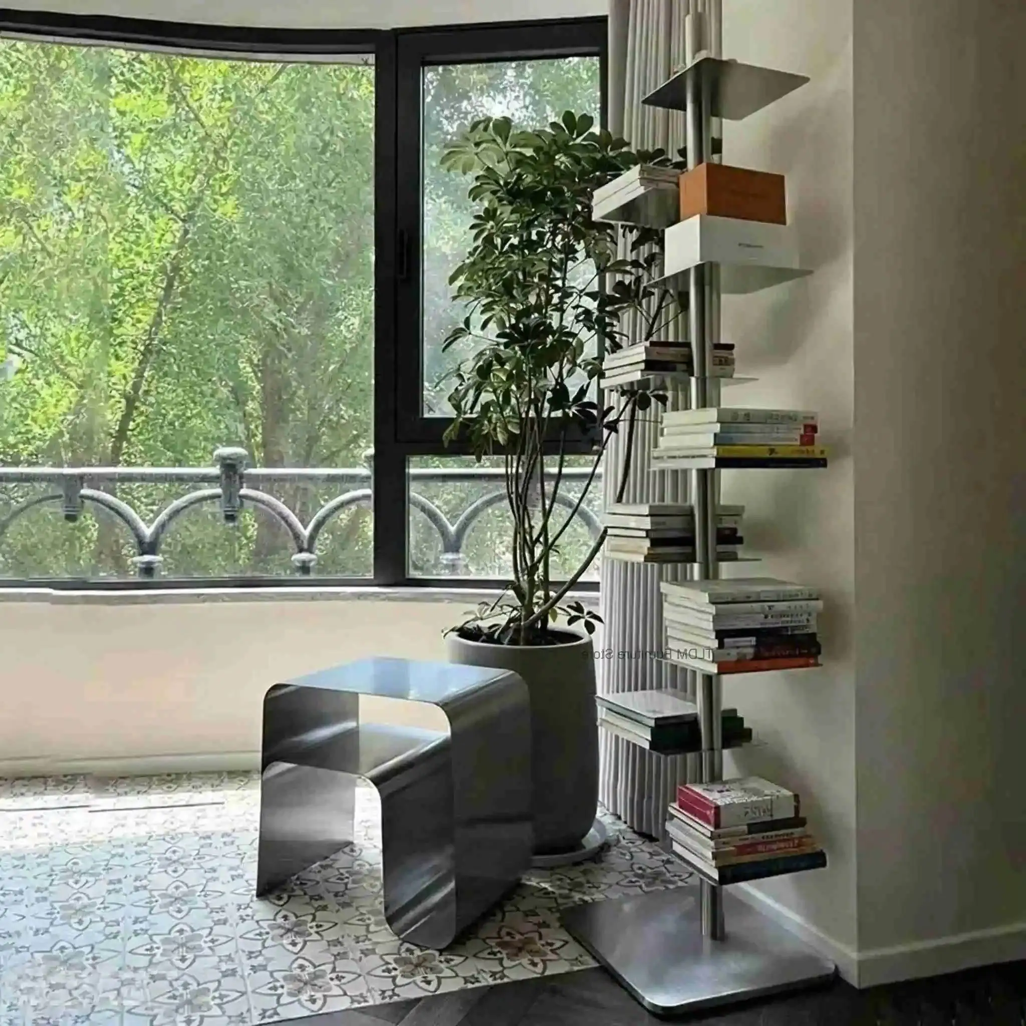 Rotating Invisible Bookcases Multi-Layer Iron Display Rack Organizer Nordic Living Room Furniture Designer Home Study Bookshelf