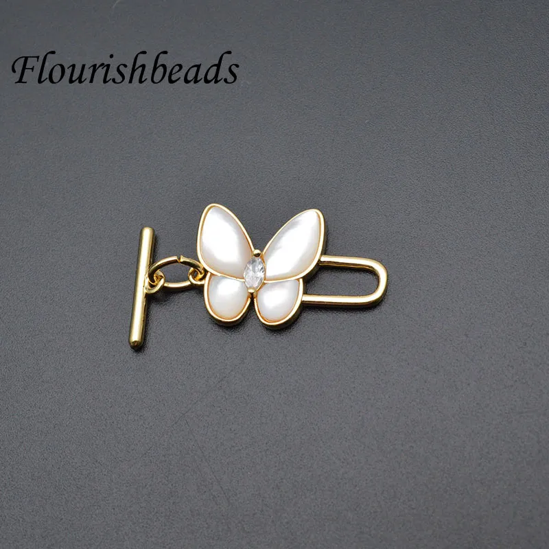 Various Styles Luxury Gold Color Butterfly Shape Shell Oggle OT Clasps Hooks for  DIY Jewelry Findings Accessories 10pcs/lot