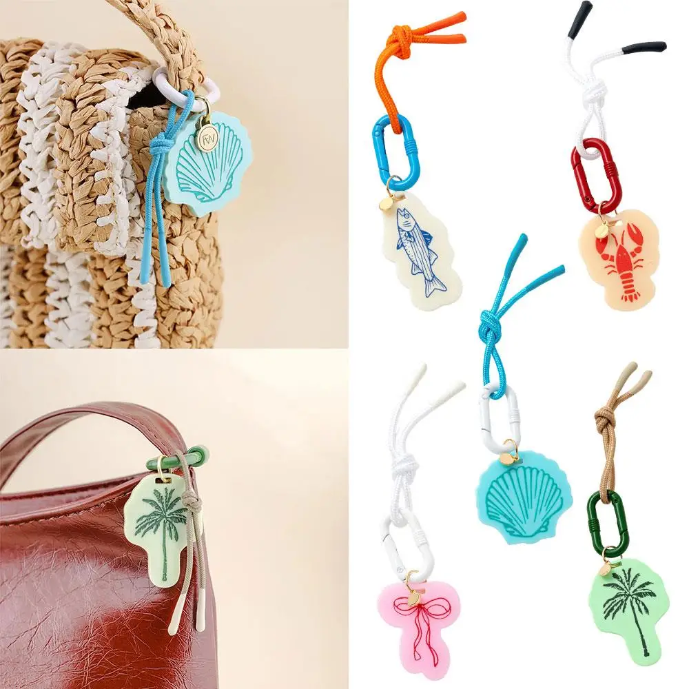 

Acrylic Charms Bag Chain Crayfish Shell Bow Pendant Mobile Phone Chains Car Keyring Retro Rope Pendants DIY Accessories