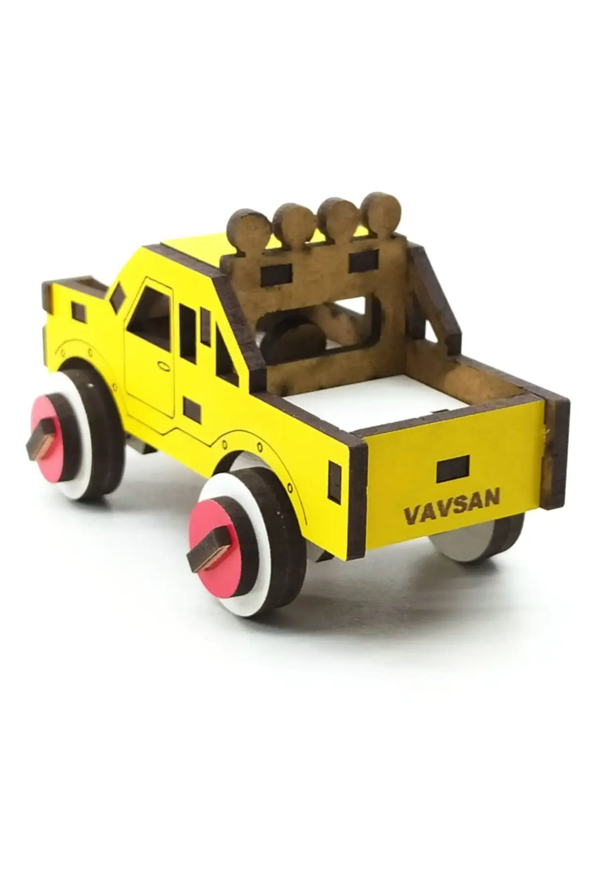 Wooden Mini Pickup Toy Car Yellow Children Education Gift Car Model Blocks DIY Children Assembling Toy